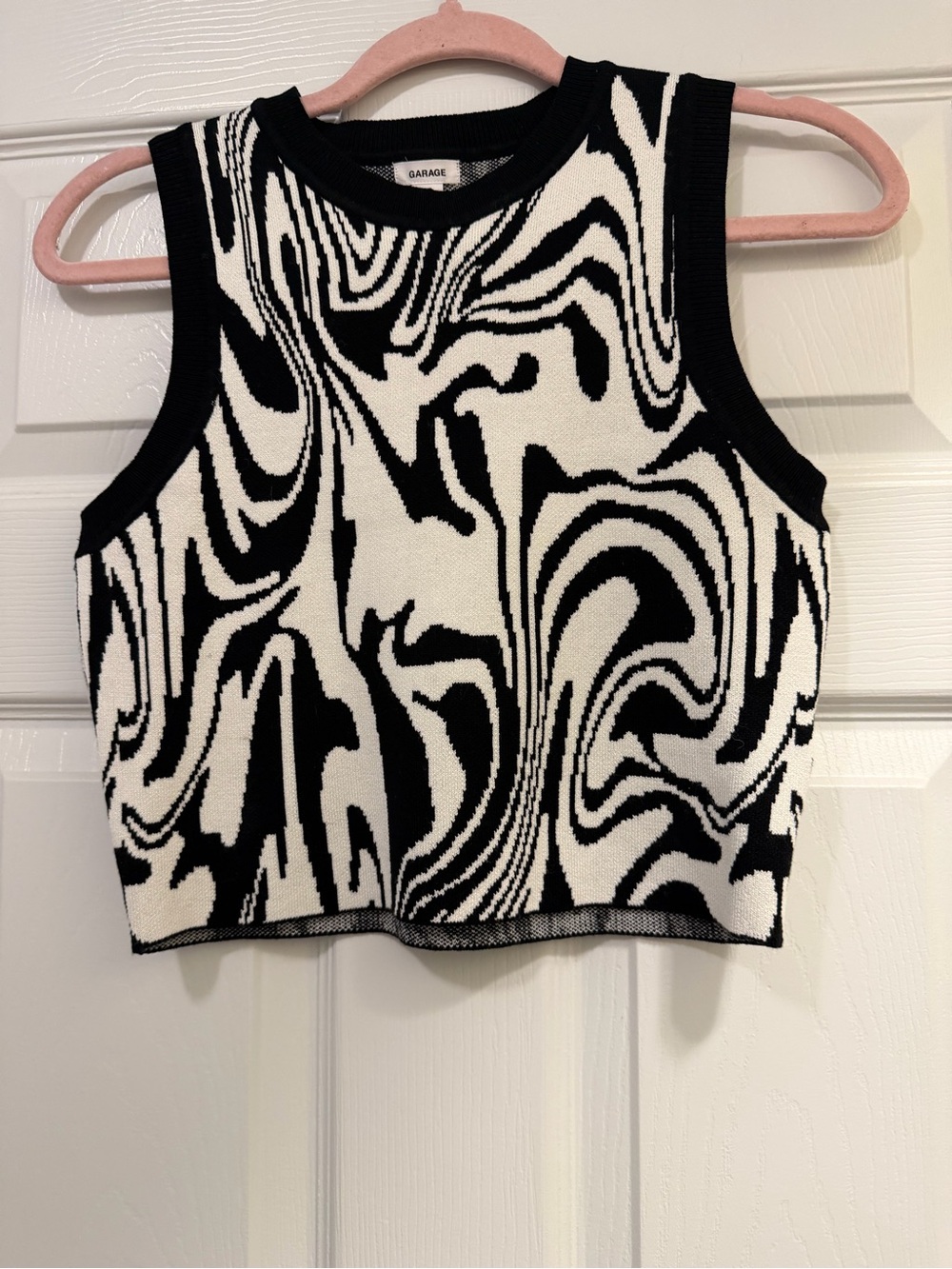 Garage Black & White Abstract Knit Tank